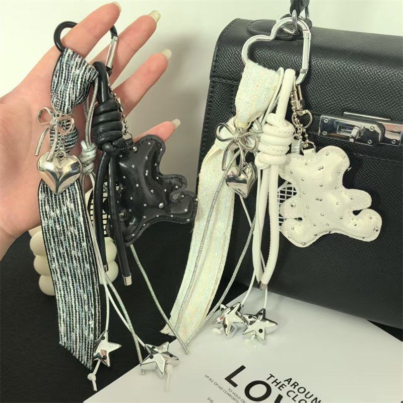 Three-dimensional cartoon three-dimensional leather giraffe pattern bear keychain bag pendant