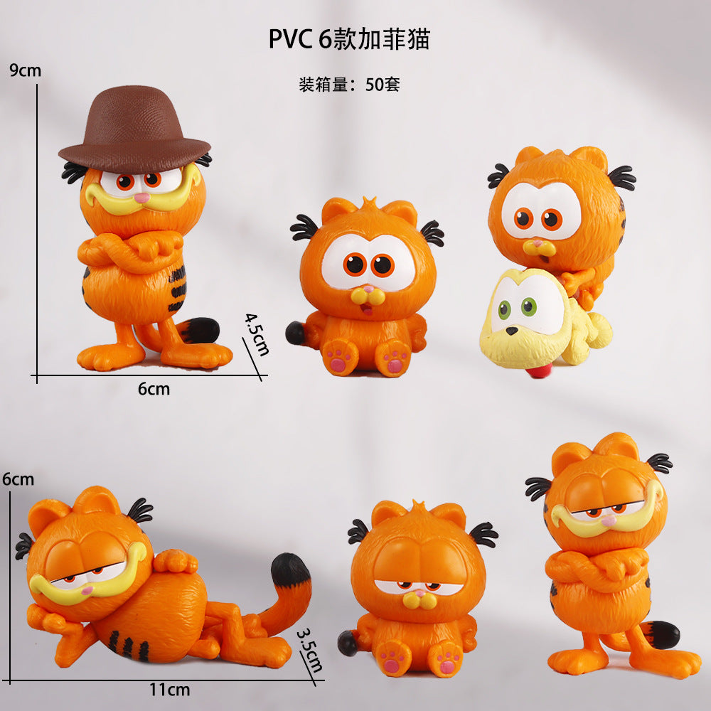 6 Garfield dolls Garfield figure toy model cake decoration ornament blind box claw machine wholesale