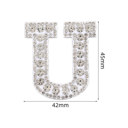 Full rhinestone letter diy clothing accessories white rhinestone hot rhinestone patch hot patch patch english 26 english letters