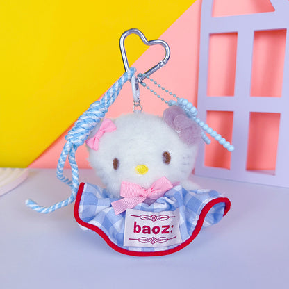 Creative miu plush kitty cat keychain bag pendant cute couple DIY doll keychain pendant
