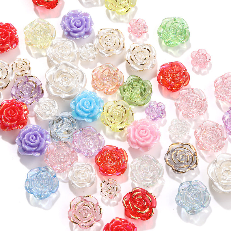 High-Gloss ABS Imitation Pearl Beads - Perforated Beige White Camellia Hairpin Jewelry DIY Accessories
