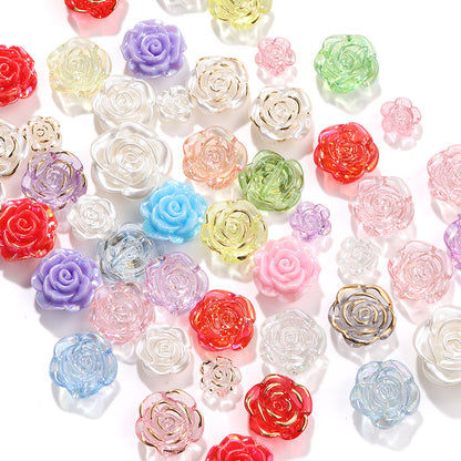 High-Gloss ABS Imitation Pearl Beads - Perforated Beige White Camellia Hairpin Jewelry DIY Accessories