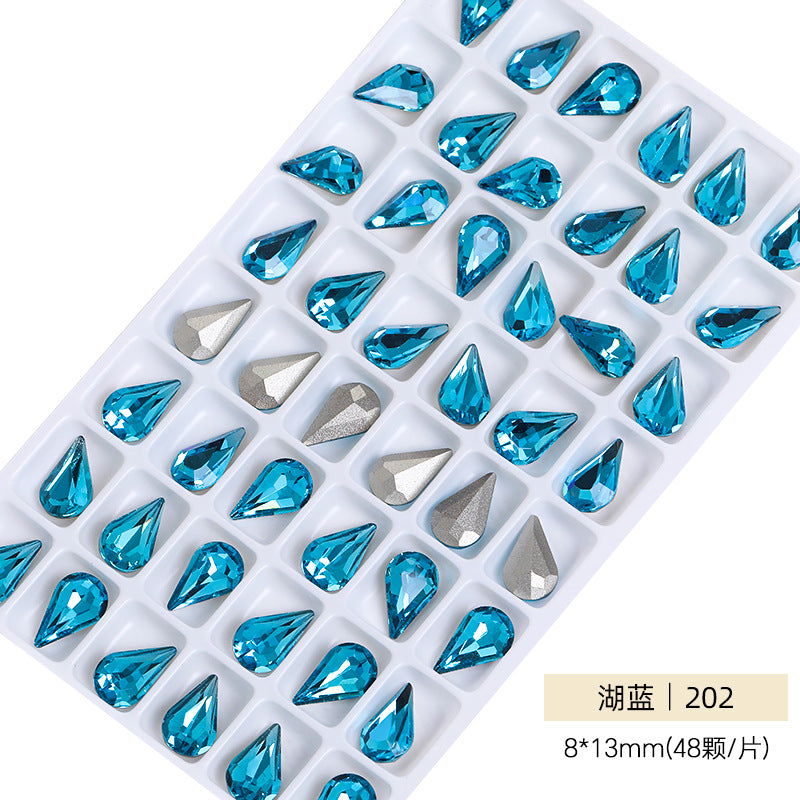 Cross-border source: Guazi pointed water drop, high-top diamond, special-shaped water rhinestone, DIY jewelry accessories, pointed bottom diamond, nail art sticker, diamond material
