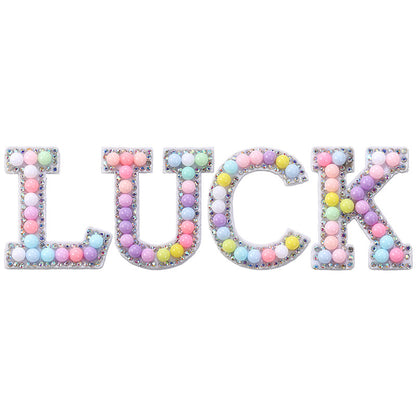 Macaron letter stickers, 26-letter English DIY accessories, clothing accessories, faux pearl and rhinestone appliqué set