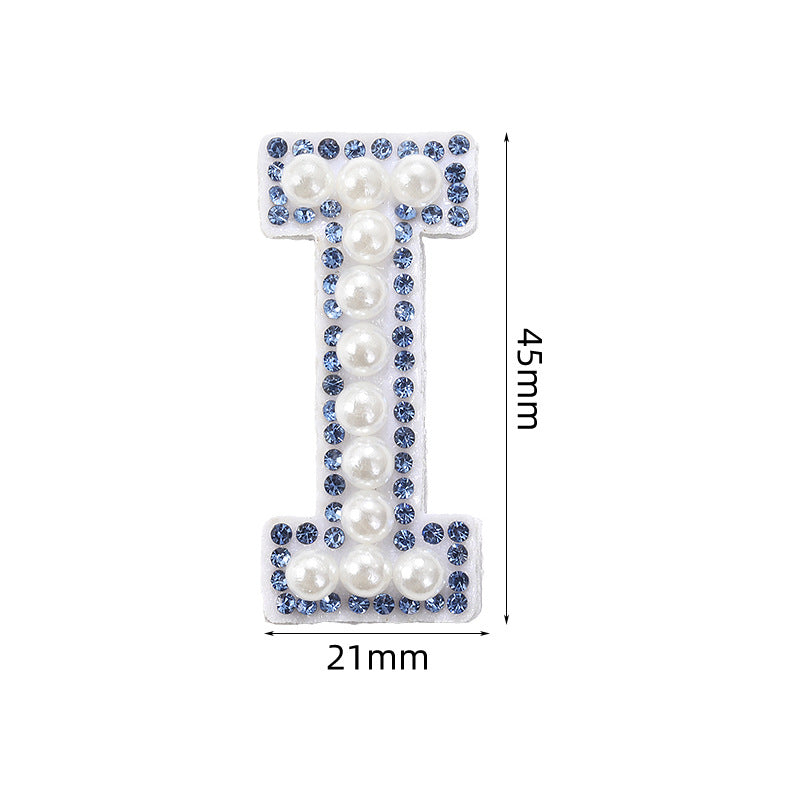 Blue diamond seamless adhesive 26 English letters for clothing and makeup bag decoration, non-woven fabric patch, adhesive backing