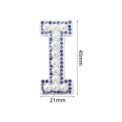 Blue diamond seamless adhesive 26 English letters for clothing and makeup bag decoration, non-woven fabric patch, adhesive backing