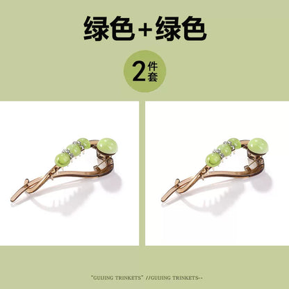 High-end and elegant beaded twisted clip, rhinestone hair clip for women, no poking at the back of the head, updo claw clip, versatile flat-head clip