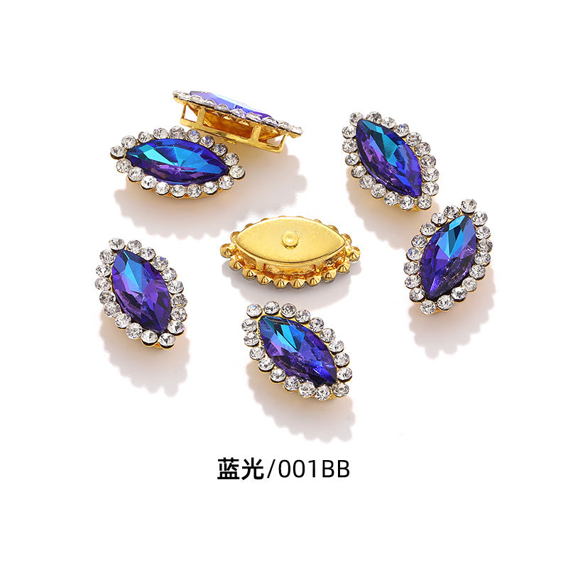 Horse Eye Sunflower Double-layer Hand-Stitched Diamond Shaped Edge Glass Diamond Clothing Bag DIY Accessories Manufacturer Wholesale