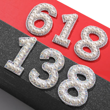 Hot Patch Non-Woven Digital Patches - DIY Clothing Accessories White Imitation Pearl Diamond