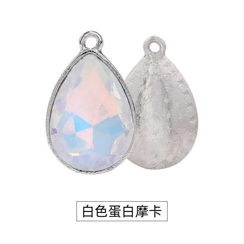 Waterdrop single pendant, teardrop zinc alloy base with glass inlaid with diamonds, protein mocha diamond, water drop single pendant accessory