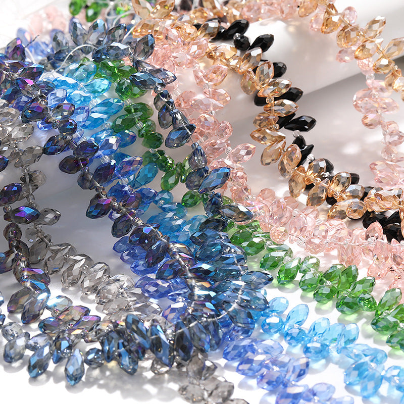 Water Drop Crystal Glass Beads - 6x12mm Horizontal Hole Multi-Color Beaded Curtain Clothing DIY