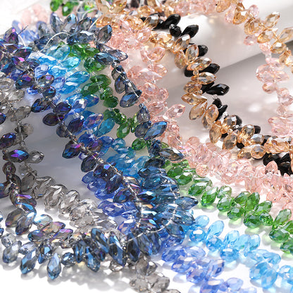 Water Drop Crystal Glass Beads - 6x12mm Horizontal Hole Multi-Color Beaded Curtain Clothing DIY