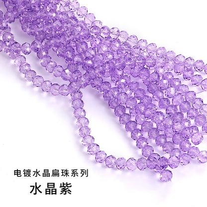 10mm electroplated crystal flat beads with glass through-hole beads, DIY accessories wholesale bead stringing accessories, crystal loose bead lanyards