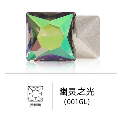 Cross-border hot-selling square right-angle high-top glass drill, special-shaped water rhinestone, DIY square pointed base diamond inlaid with diamond attachment materials