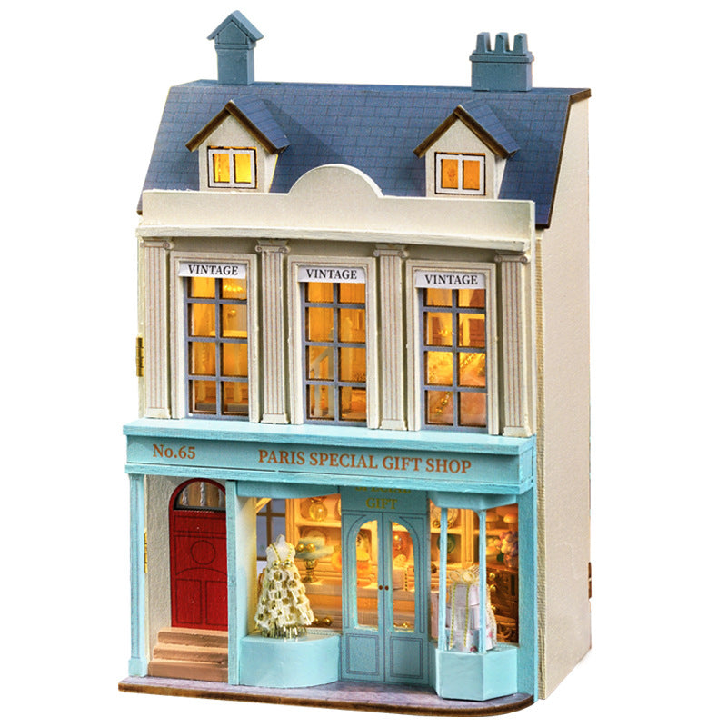 Wisdom House DIY Cottage Mini Home Series Wooden Handmade Can Be Opened and Closed Homemade Multi-level Gift Girls