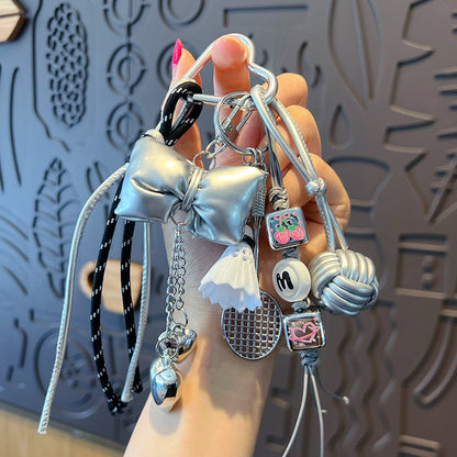 miu series diy silver bracelet keychain pendant couple car key chain creative bag pendant accessories wholesale