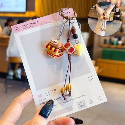 Creative Maillard DIY small drip slip keychain pendant female couple bag beaded mobile phone chain keychain pendant