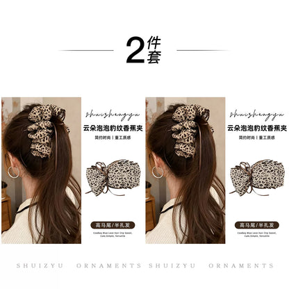 Leopard print banana clips for women, 2026 new high-end vertical hair clips, claw clips, high ponytail hair clips, hair clips, hair accessories