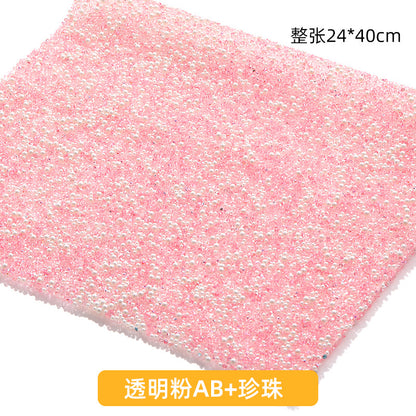 Resin 24*40CM pearl diamond mesh water rhinestone glue mesh peels off and sticks instantly for DIY crafts, sequins, glue, jewelry accessories