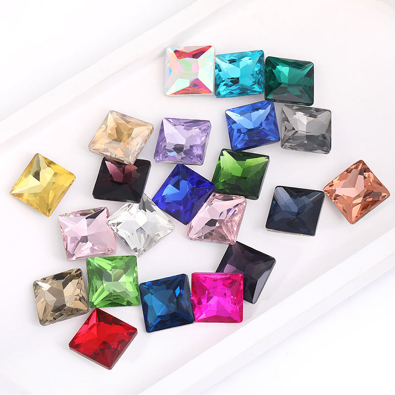 Square special-shaped diamonds, real silver-plated bottoms, bags, hair clips, accessories, shoes, clothing, accessories, pointed bottoms, square diamonds