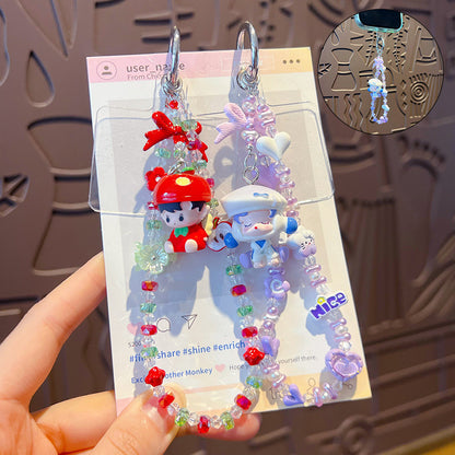Handmade DIY bubble cute particles beaded mobile phone chain doll pendant women's bag keychain doll pendant