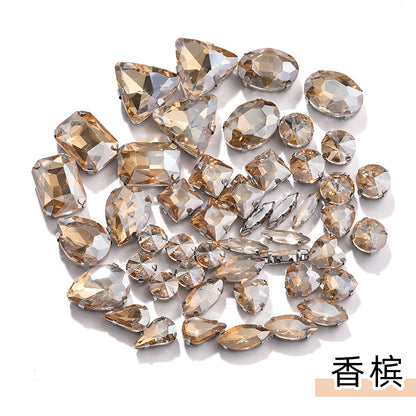 Mixed Four-Corner Claw Rhinestones - Silver Crystal Glass Hand-Sewn Wedding Dress Accessories 50pcs