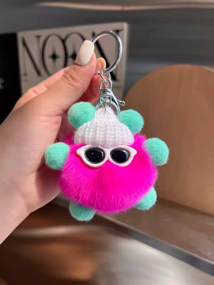 Cute otter rabbit fur small briquette bag pendant ornament school bag eye doll pendant cartoon doll keychain