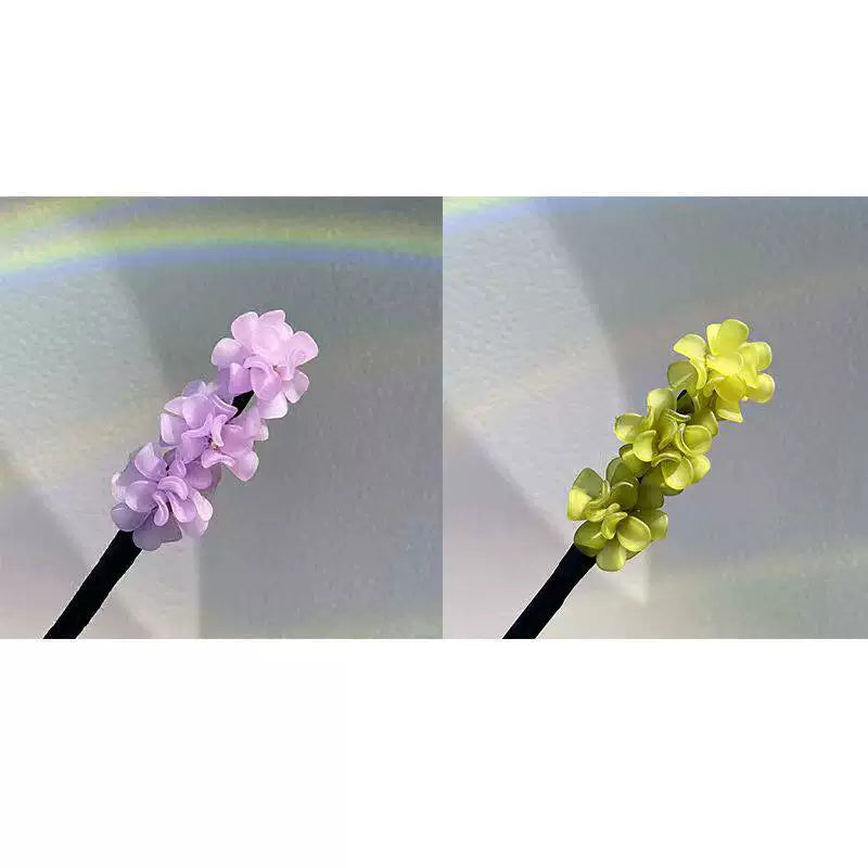 Floral hair wand bun updo tool, lazy minimalist flower bud headpiece, acrylic upgraded hydrangea hair accessory