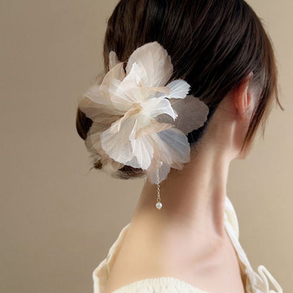 Flower hairpin female hottie photo headgear retro super fairy atmosphere blue beautiful new Chinese side clip hair accessories
