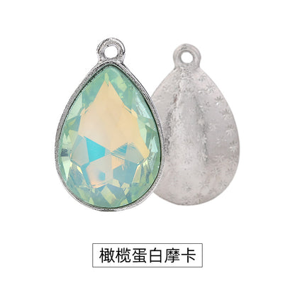 Waterdrop single pendant, teardrop zinc alloy base with glass inlaid with diamonds, protein mocha diamond, water drop single pendant accessory