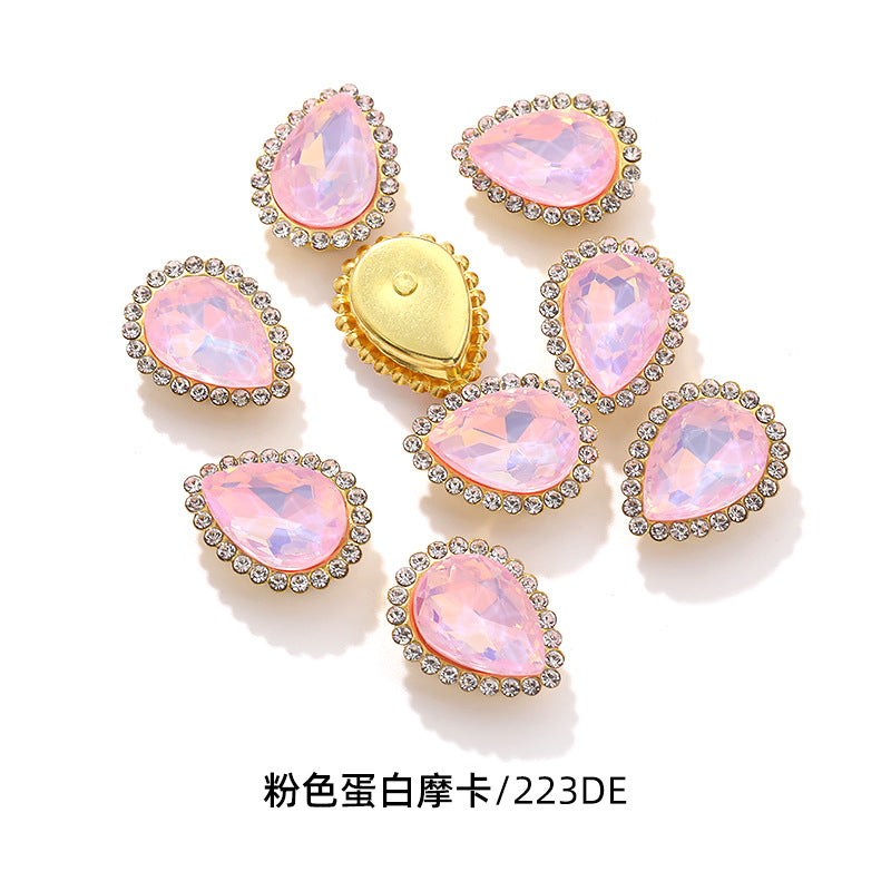 Double-layer waterdrop sunflower flower flower plate diamond buckle, hand-stitched rhinestone, thickened gold holder, glass diamond, clothing, shoes, bags, DIY accessories