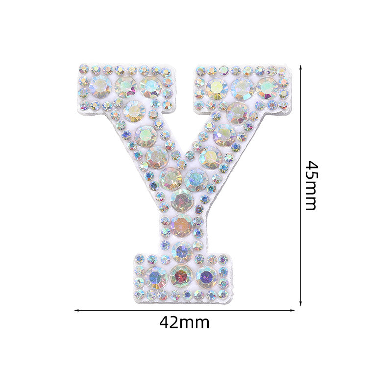 In stock AB color hot stamp diamonds, pearl letter embroidery badges, badges, patch patches, apparel accessories, full diamonds, full diamonds
