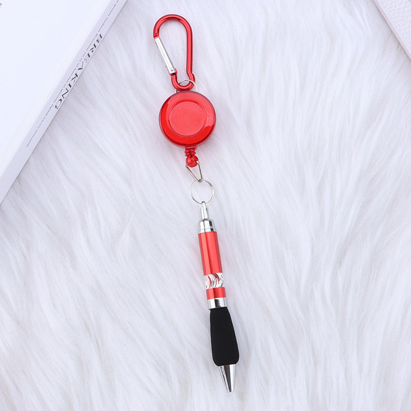 metal draw pen portable stretch ballpoint pen outdoor carabiner keychain telescopic writing pen wholesale