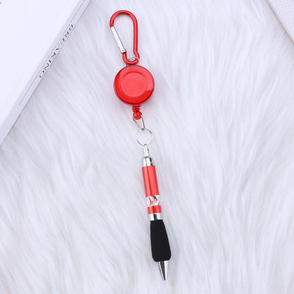 metal draw pen portable stretch ballpoint pen outdoor carabiner keychain telescopic writing pen wholesale