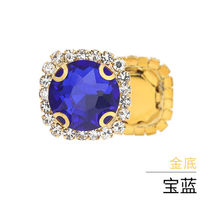 Gemstone flower edge claw drill with perforated holes, hand-sewn diamond, thickened gold base for clothing decoration accessories, gemstone flower crystal buckle