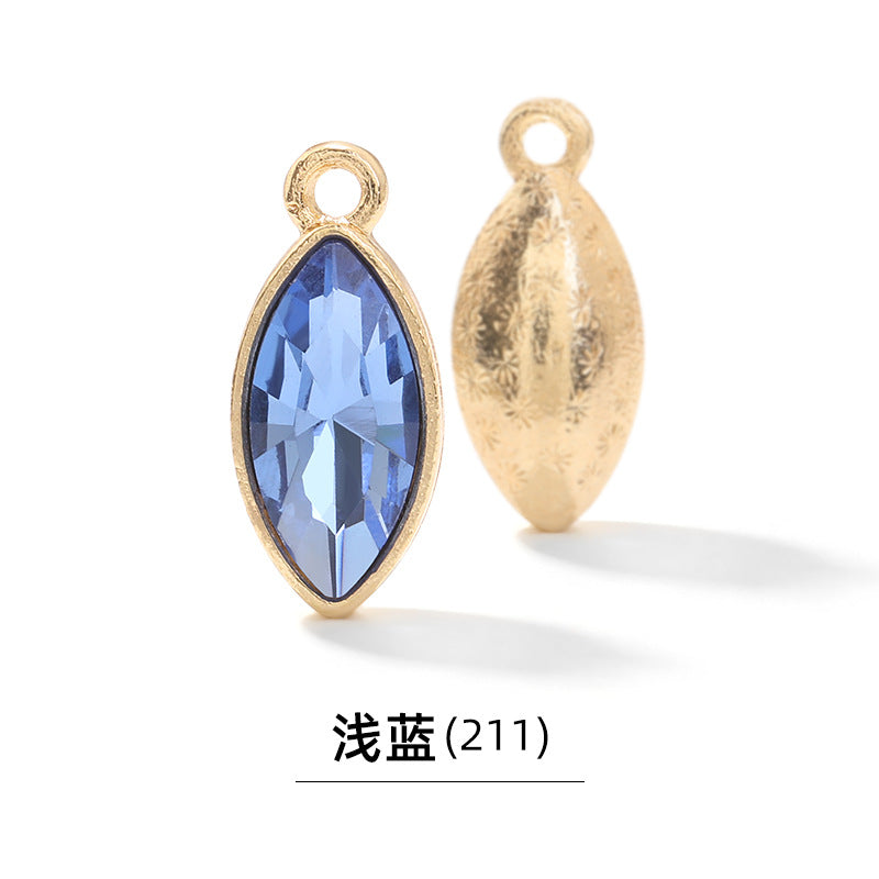 Xichuan horse eye zinc alloy pendant, gold base horse eye single pendant with diamond, DIY jewelry, earrings, doll pendants, horse eye rhinestone