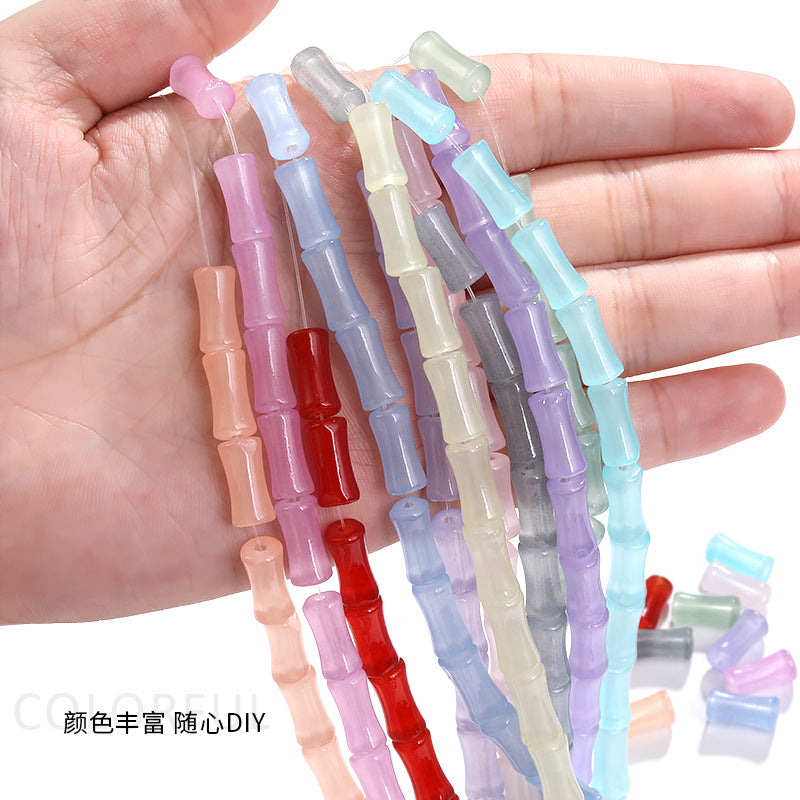 6x12mm Glass Bamboo Beads - Translucent Glazed Crystal DIY Jewelry Beading Accessories