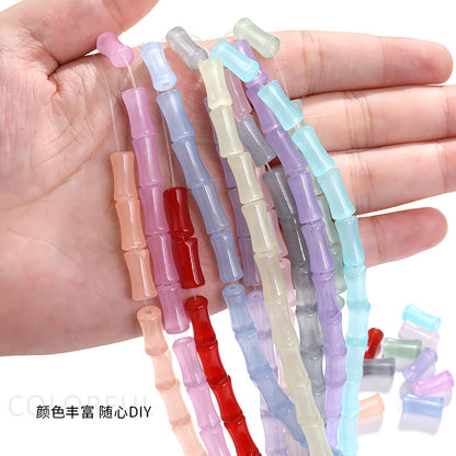 6x12mm Glass Bamboo Beads - Translucent Glazed Crystal DIY Jewelry Beading Accessories