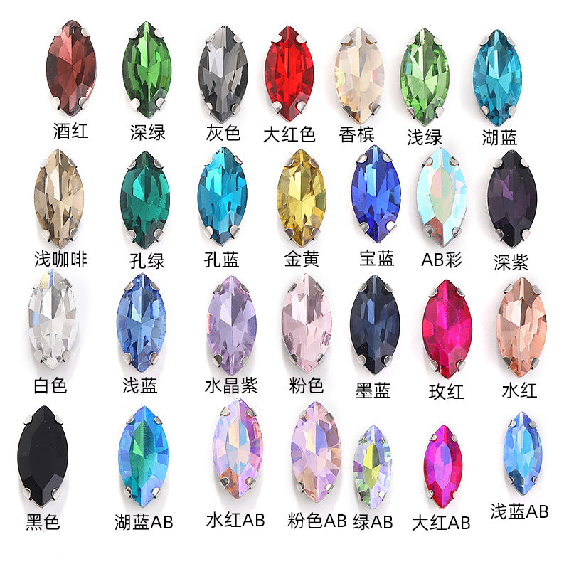 Navette Crystal Square Claw Rhinestones - Thickened Bottom Hand-Sewn Shoes Luggage Clothing Accessories