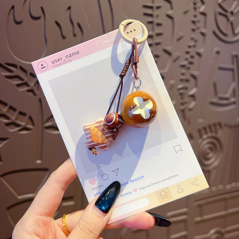 Creative Maillard DIY small drip slip keychain pendant female couple bag beaded mobile phone chain keychain pendant