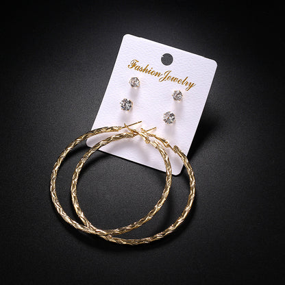 2-4-6-8-10cm oversized earrings exaggerated earrings european and american round rhinestone geometric hoop earrings for women cross-border