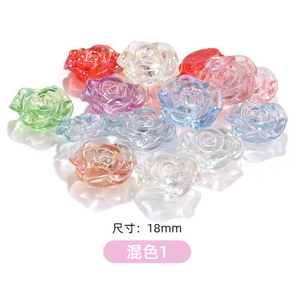 High-Gloss ABS Imitation Pearl Beads - Perforated Beige White Camellia Hairpin Jewelry DIY Accessories