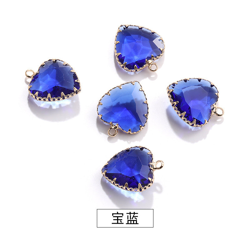 Heart-shaped single pendant gold flower claw glass diamond pendant necklace clothing accessory heart-shaped gold edged peach blossom claw pendant