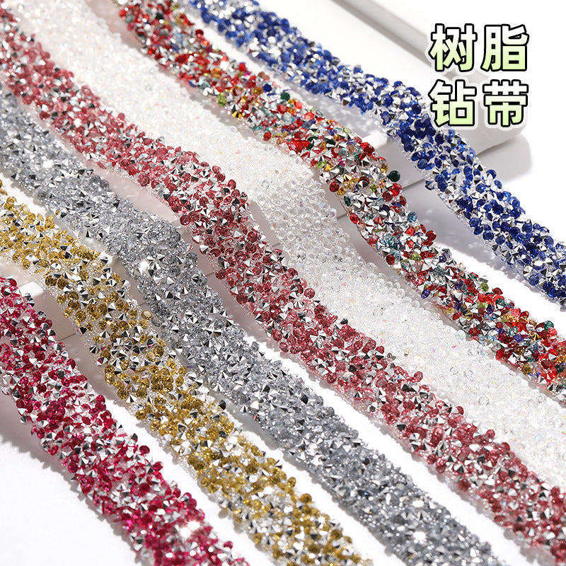 Resin drill belt width 1.2cm tear off instant jewelry handicrafts cups, shoes bags clothing accessories color diamond belt 1 yard