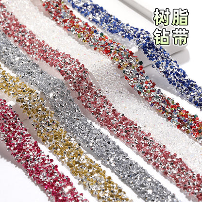 Resin drill belt width 1.2cm tear off instant jewelry handicrafts cups, shoes bags clothing accessories color diamond belt 1 yard