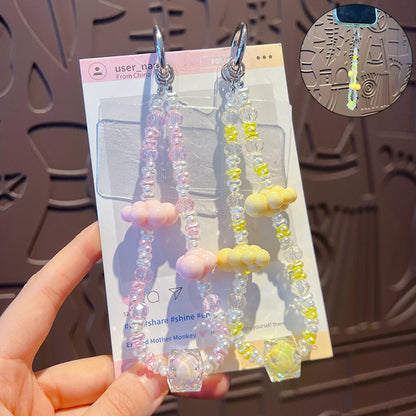 Original handmade DIY beaded cloud mobile phone chain pendant creative ins car keychain bag pendant accessories