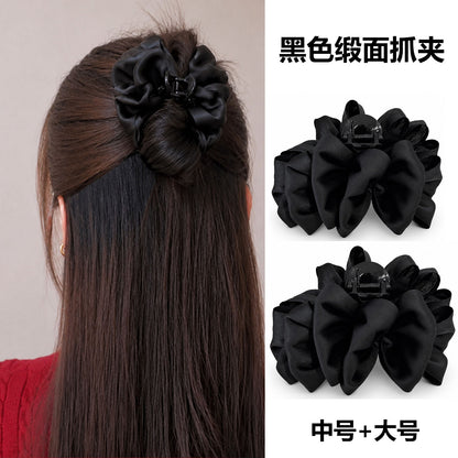 Black feather half-tie hair clip, small grab clip at the back of the head, high-end feel, little hair volume, shark clip, headpiece small size