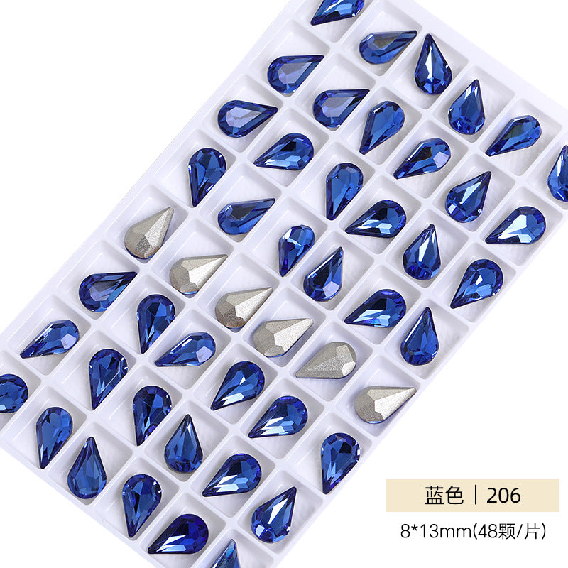 Cross-border source: Guazi pointed water drop, high-top diamond, special-shaped water rhinestone, DIY jewelry accessories, pointed bottom diamond, nail art sticker, diamond material