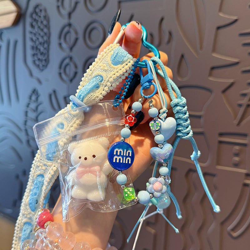 Handmade beading DIY pinch doll keychain pendant cute bear miu series bag pendant keychain accessories