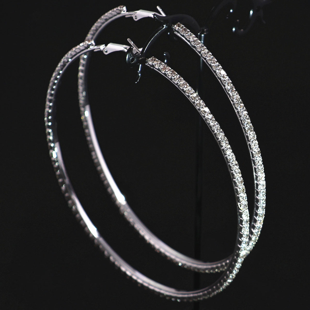 2-4-6-8-10cm oversized earrings exaggerated earrings european and american round rhinestone geometric hoop earrings for women cross-border